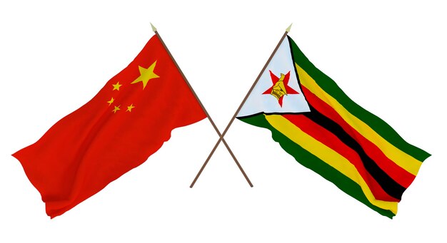 Background for designers illustrators National Independence Day Flags Chine and Zimbabwe