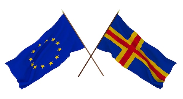 Background for designers illustrators National Independence Day Flags The European Union and Aland Islands