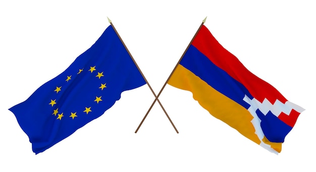 Background for designers illustrators National Independence Day Flags The European Union and Artsakh