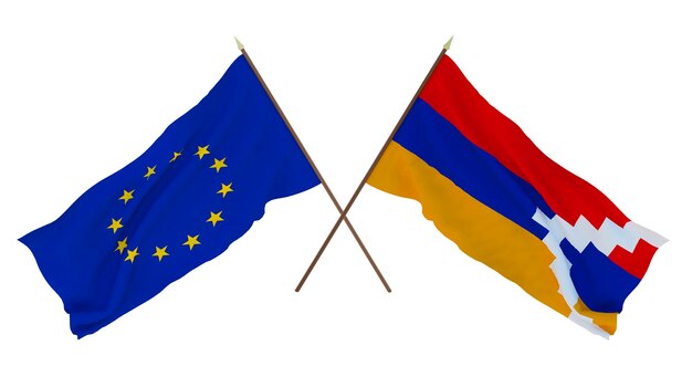 Background for designers illustrators National Independence Day Flags The European Union and Artsakh