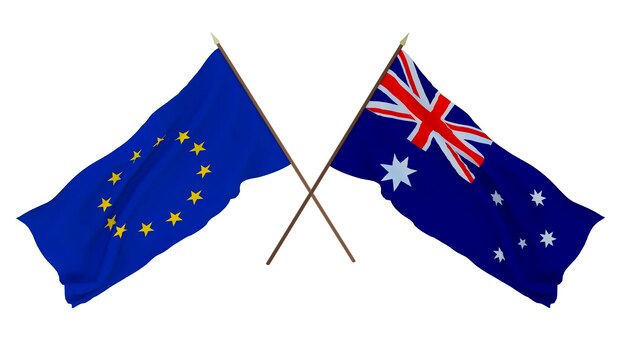 Background for designers illustrators National Independence Day Flags The European Union and Australia