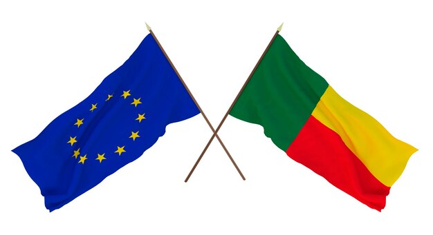 Background for designers illustrators National Independence Day Flags The European Union and Benin