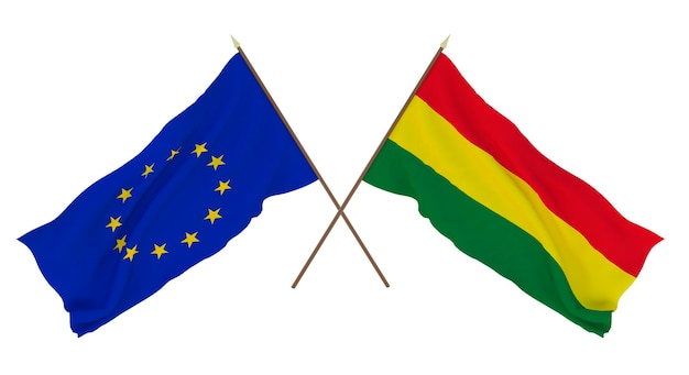 Background for designers illustrators National Independence Day Flags The European Union and Bolivia