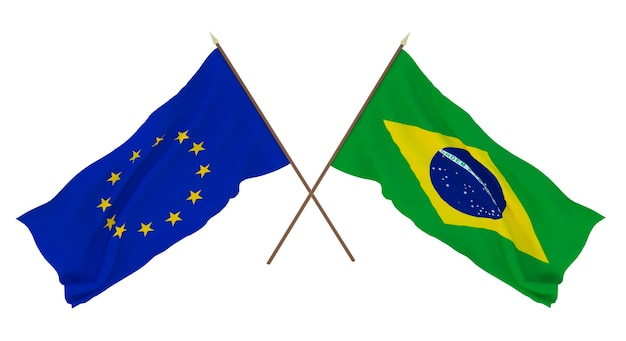 Background for designers illustrators National Independence Day Flags The European Union and Brazil