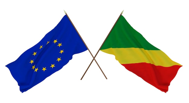 Background for designers illustrators National Independence Day Flags The European Union and Congo Brazzaville