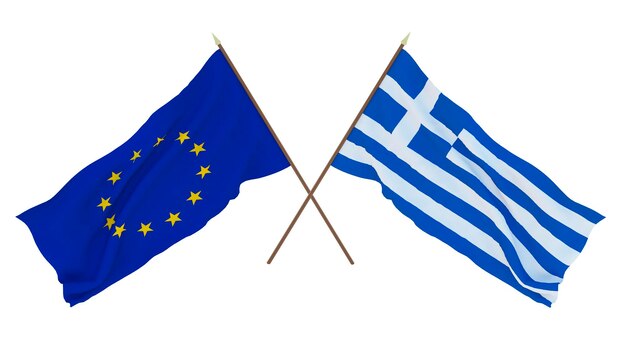 Background for designers illustrators National Independence Day Flags The European Union and Greece