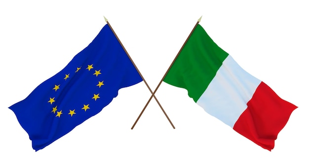 Background for designers illustrators National Independence Day Flags The European Union and Italy