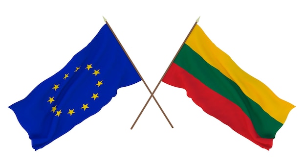 Background for designers illustrators National Independence Day Flags The European Union and Lithuania