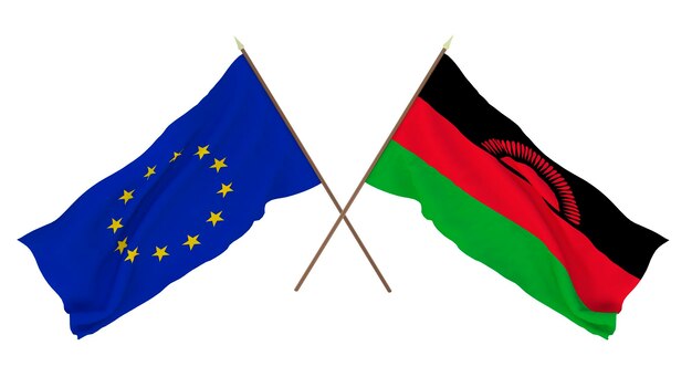 Background for designers illustrators National Independence Day Flags The European Union and Malawi