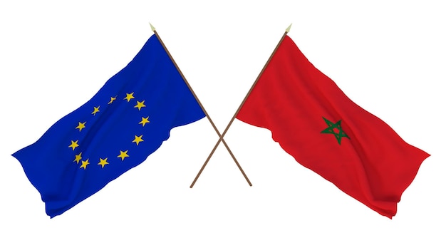 Background for designers illustrators National Independence Day Flags The European Union and Morocco