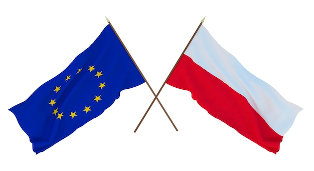 Background for designers illustrators National Independence Day Flags The European Union and Poland