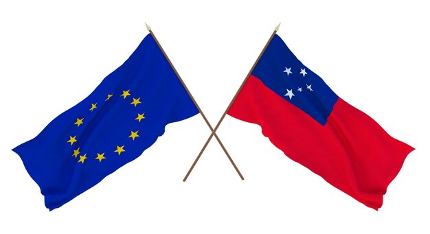 Background for designers illustrators National Independence Day Flags The European Union and Samoa