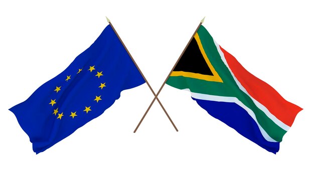 Background for designers illustrators National Independence Day Flags The European Union and South Africa