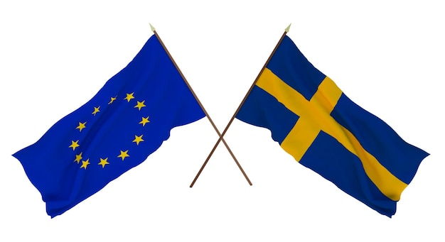 Background for designers illustrators National Independence Day Flags The European Union and Sweden