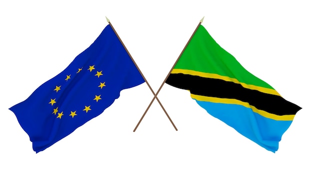 Background for designers illustrators National Independence Day Flags The European Union and Tanzania