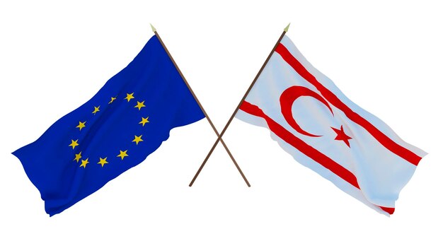 디자이너 일러스트레이터를 위한 배경 독립 기념일 깃발 유럽 연합 및 북키프로스 터키 공화국
