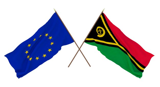 Background for designers illustrators National Independence Day Flags The European Union and Vanuatu