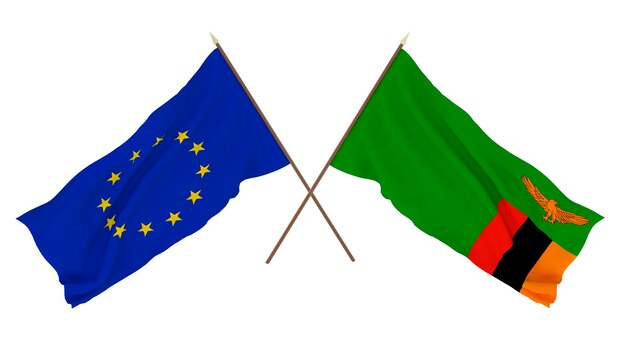 Background for designers illustrators National Independence Day Flags The European Union and Zambia