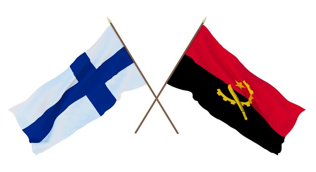 Background for designers illustrators National Independence Day Flags Finland and Angola