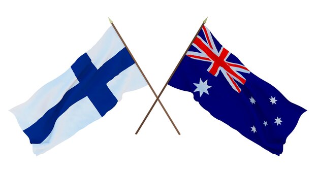 Background for designers illustrators National Independence Day Flags Finland and Australia