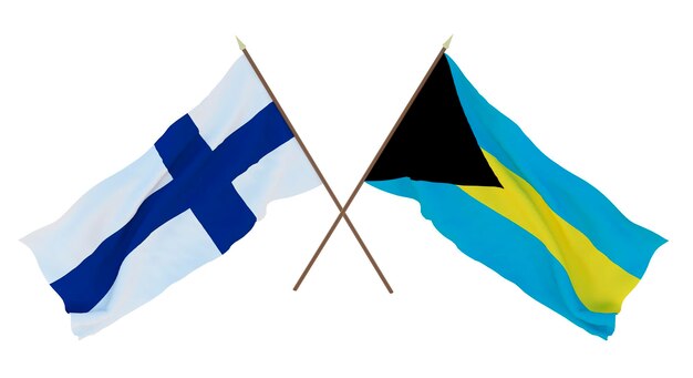 Background for designers illustrators National Independence Day Flags Finland and Bahamas