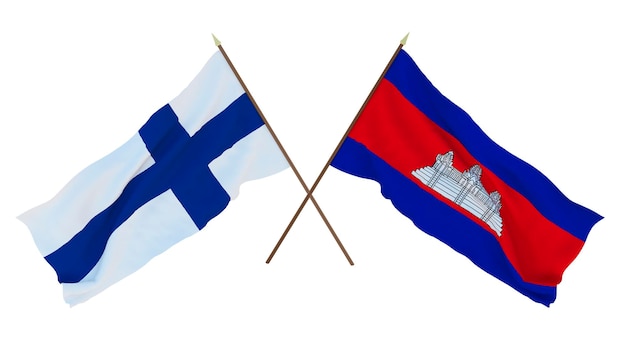 Background for designers illustrators National Independence Day Flags Finland and Cambodia