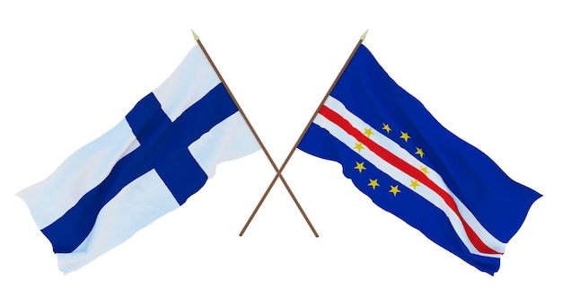 Background for designers illustrators National Independence Day Flags Finland and Cape Verde