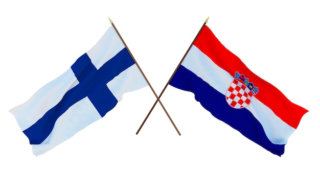 デザイナーイラストレーターの背景フィンランドとクロアチアの独立記念日旗