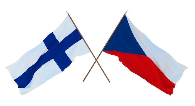 디자이너 일러스트레이터를 위한 배경 독립 기념일 플래그 핀란드와 체코 공화국