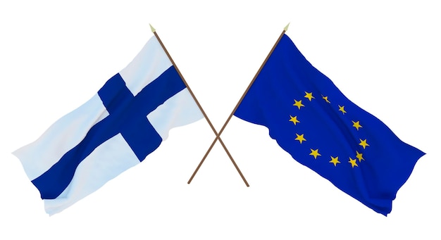 Background for designers illustrators National Independence Day Flags Finland and European Union