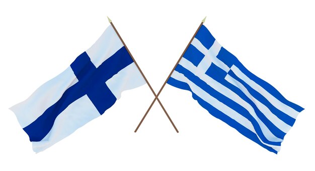 Фон для дизайнеров-иллюстраторов День национальной независимости Флаги Финляндии и Греции