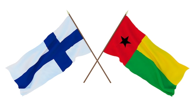 Background for designers illustrators National Independence Day Flags Finland and GuineaBissau