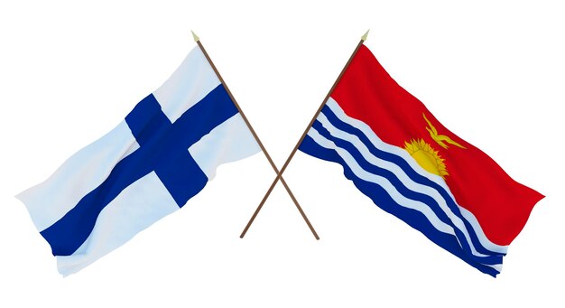 Background for designers illustrators National Independence Day Flags Finland and Kiribati