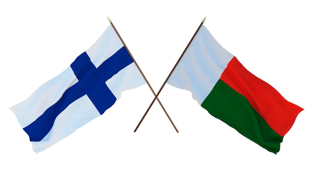 Background for designers illustrators National Independence Day Flags Finland and Madagascar