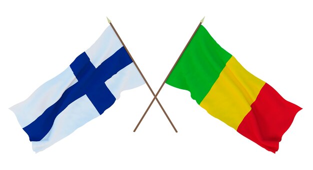 Background for designers illustrators National Independence Day Flags Finland and Mali