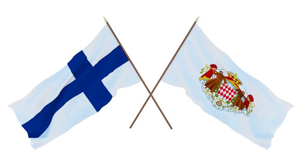 Background for designers illustrators National Independence Day Flags Finland and Monaco