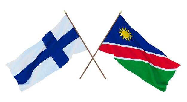 Background for designers illustrators National Independence Day Flags Finland and Namibia