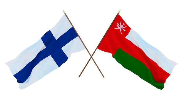 Background for designers illustrators National Independence Day Flags Finland and Oman