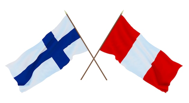 Background for designers illustrators National Independence Day Flags Finland and Peru