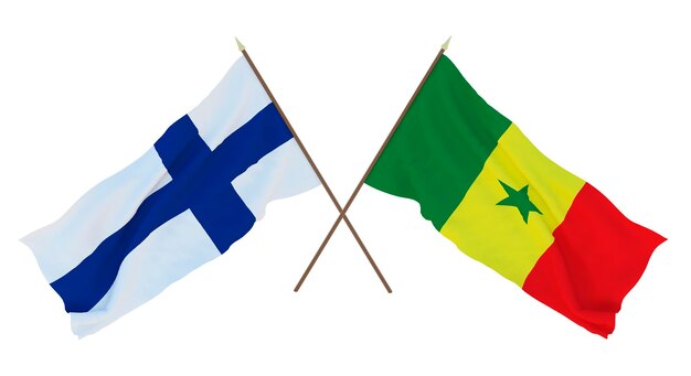Background for designers illustrators National Independence Day Flags Finland and Senegal
