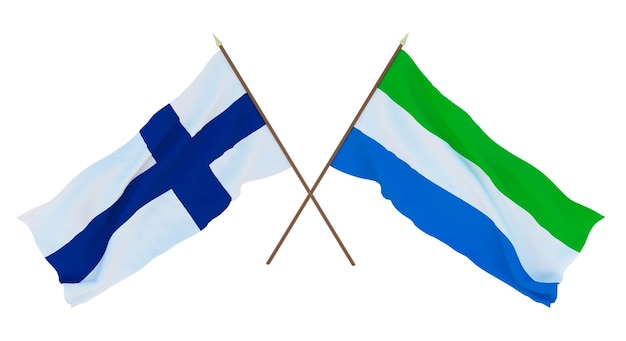 Background for designers illustrators National Independence Day Flags Finland and Sierra Leone