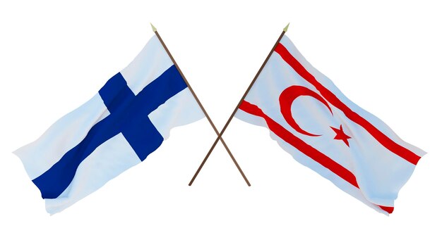 Background for designers illustrators National Independence Day Flags Finland and Turkish Republic of Northern Cyprus