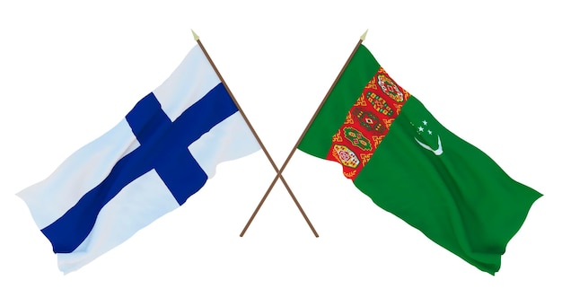 デザイナーイラストレーターの背景フィンランドとトルクメニスタンの国家独立記念日旗