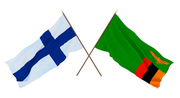 Background for designers illustrators National Independence Day Flags Finland and Zambia