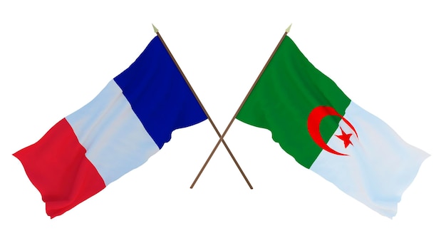 Background for designers illustrators National Independence Day Flags France and Algeria