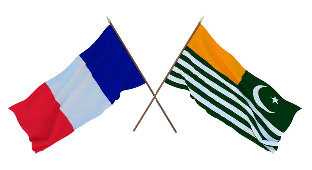 Background for designers illustrators National Independence Day Flags France and Azad Kashmir