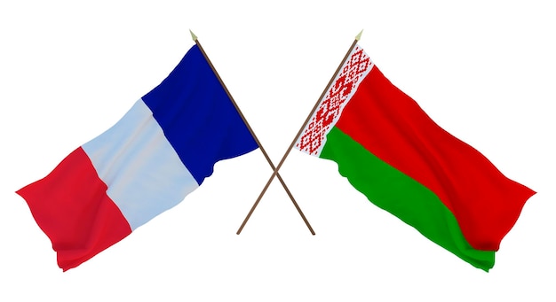 Background for designers illustrators National Independence Day Flags France and Belarus