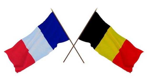 Background for designers illustrators National Independence Day Flags France and Belgium