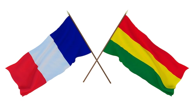 Background for designers illustrators National Independence Day Flags France and Bolivia