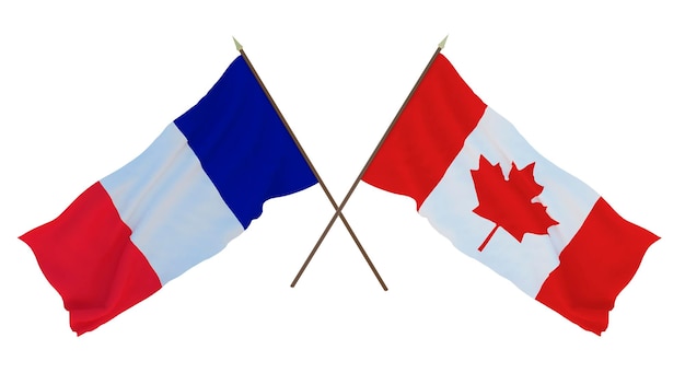 Background for designers illustrators National Independence Day Flags France and Canada